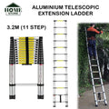 Home Store Aluminium Telescopic Single Extension Ladder 3.2M (11 Step)